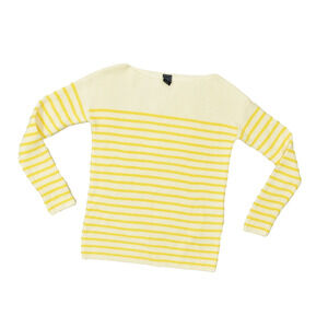 GAP Women's Yellow & White Striped Pullover Sweater Regular Size S Boat Neck